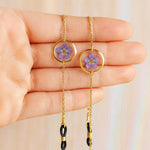 Catenina porta occhiali con fiori veri in resina. Laccio occhiali da sole. Catenella occhiali da vista. Regalo di compleanno.