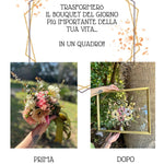 Quadro bouquet da sposa, fiori pressati personalizzati, fiori cerimonia, regalo di nozze, bouquet di fiori secchi, quadro personalizzato