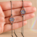 Catenina porta occhiali fiori veri Forget me not in resina.Laccio porta occhiali da sole. Catenella occhiali da vista. Regalo di compleanno.