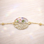 Bracciale artigianale gioiello ciondolo cervello anatomico fiori veri.Gioielli in resina.Regalo medico.Regalo psicologi. Idea originale