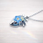 Collana Forget Me Not acciaio argento in Resina | Gioiello Fiore Nontiscordardimé | Regalo per Medico/Fidanzata.