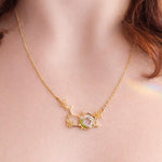 Collana Serotonina con Fiori Veri in Resina, Molecola della Felicità Portafortuna, Regalo Psicologia Donna Oro Argento