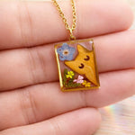 Collana memoriale gatto con fiori veri.Gioielli per il ricordo.Regalo speciale per amante degli animali