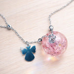 Collana Chiama Angeli Maternità, Fiori Veri Rosa o Azzurri in Resina. Gioiello Gravidanza, Regalo Futura Mamma, Ciondolo Baby Shower