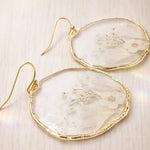 Orecchini cerchi pendenti donna. Cerchi leggeri con fiori veri resina.Gioielli resina fiori secchi pressati.Regalo unico per lei