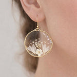 Orecchini cerchi pendenti donna. Cerchi leggeri con fiori veri resina.Gioielli resina fiori secchi pressati.Regalo unico per lei