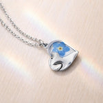 Collana memoriale cane con fiore vero nontiscordardimè.Gioielli per il ricordo.Regalo speciale per amante degli animali
