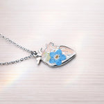 Collana Forget Me Not acciaio argento in Resina | Gioiello Fiore Nontiscordardimé | Regalo per Medico/Fidanzata.