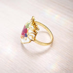 Anello donna cuore anatomico acciaio anallergico fiori veri colorati in resina. Anello taglia 10US diametro 2cm Gioielli fiori veri