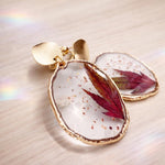 Orecchini Acero Giapponese Veri in Resina, Cerchi Pendenti Boho Oro o Argento, Gioiello Botanico Artigianale Regalo Donna