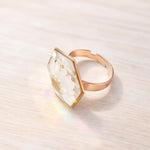 Anello donna fiore vero Margherita in resina. Gemma esagono oro trasparente fiori secchi pressati. Anello taglia unica regolabile.