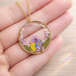 Collana bridgerton artigianale gioiello ciondolo bouquet di fiori veri. Gioielli in resina.Regalo amica.Regalo Fidanzata. Gioielli Handmade