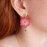 Orecchini ciondoli fiori rose vere in resina.Gioielli resina fiori secchi pressati.Regalo unico per lei.bigiotteria anallergica.