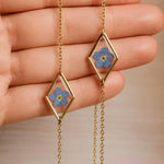 Catenina porta occhiali fiori veri Forget me not in resina.Laccio porta occhiali da sole. Catenella occhiali da vista. Regalo di compleanno.