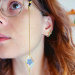 Catenina porta occhiali fiori veri Forget me not in resina.Laccio porta occhiali da sole. Catenella occhiali da vista. Regalo di compleanno.