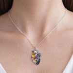 Anatomical Heart Necklace with Real Flowers in UV Resin – 2 cm Pendant Stainless Steel Gold/Silver – Medical Graduation Gift