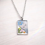 Collana memoriale gatto con fiori veri.Gioielli per il ricordo.Regalo speciale per amante degli animali