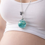 Collana Chiama Angeli Maternità, Fiori Veri Rosa o Azzurri in Resina. Gioiello Gravidanza, Regalo Futura Mamma, Ciondolo Baby Shower
