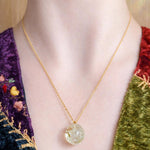 Collana donna dandelion dente di leone vero naturale sfera in resina. Gioielli fiori veri essiccati pressati. Catenina acciaio