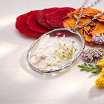 Collana donna pendente acciaio ciondolo fiori veri in resina.Gioielli fiori veri resina.Collana fiordaliso Forget me not bianco