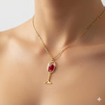 Collana calice di Vino rosso. Ciondolo Dionisio con fiori veri, petali di rosa. gioielli buon auspicio. regalo per lei.