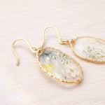 Orecchini sposa cerchi pendenti donna ciondolo fiori veri resina.Gioielli resina fiori secchi pressati.Regalo unico per lei