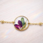 Bracciale donna bigiotteria fiore vero petali di rosa rossa Ciondolo in resina catenella acciaio regolabile taglia unica.Gioielli resina