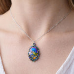 Collana bohémien gioiello ciondolo arcobaleno fiori veri. Gioielli in resina.Regalo amica.Regalo Fidanzata. Gioielli Handmade