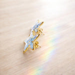 Orecchini stelle al lobo acciaio oro fiori veri nontiscordardimé forget me not resina.Gioielli resina fiori stelle oro.Accessori donna unici