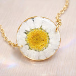 Bracciale donna terrarium fiore vero Margherita bianca Ciondolo in resina catenella acciaio oro regolabile taglia unica.Gioielli resina