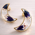 Orecchini Luna con Fiori Veri in Resina, Fiordaliso viola scuro , Orecchini a Lobo Oro o Argento, Gioiello Botanico, Regalo Donna