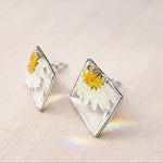 Orecchini donna fiori Margherite vere al lobo essiccate pressate in resina trasparente. gioielli in resina. Regalo donna. Accessori