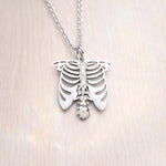 Rib Cage Necklace with Real Flowers, Spine Pendant, Gift for Physiotherapist, Osteopath, Orthopedist