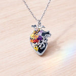 Anatomical Heart Necklace with Real Flowers in UV Resin – 2 cm Pendant Stainless Steel Gold/Silver – Medical Graduation Gift