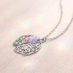 Handmade necklace with anatomical brain pendant in steel and real flowers.Resin jewelry.Gift for doctors.Gift for psychologists,neurologists