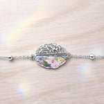 Bracciale artigianale gioiello ciondolo cervello anatomico fiori veri.Gioielli in resina.Regalo medico.Regalo psicologi. Idea originale