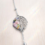 Bracciale artigianale gioiello ciondolo cervello anatomico fiori veri.Gioielli in resina.Regalo medico.Regalo psicologi. Idea originale