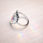 Anello donna cuore anatomico acciaio anallergico fiori veri colorati in resina. Anello taglia 10US diametro 2cm Gioielli fiori veri
