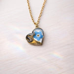 Collana memoriale cane con fiore vero nontiscordardimè.Gioielli per il ricordo.Regalo speciale per amante degli animali