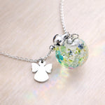 Collana Chiama Angeli Maternità, Fiori Veri Rosa o Azzurri in Resina. Gioiello Gravidanza, Regalo Futura Mamma, Ciondolo Baby Shower
