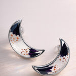Orecchini Luna con Fiori Veri in Resina, Fiordaliso viola scuro , Orecchini a Lobo Oro o Argento, Gioiello Botanico, Regalo Donna