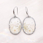 Orecchini sposa cerchi pendenti donna ciondolo fiori veri resina.Gioielli resina fiori secchi pressati.Regalo unico per lei