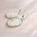 Orecchini sposa cerchi pendenti donna ciondolo fiori veri resina.Gioielli resina fiori secchi pressati.Regalo unico per lei