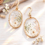 Orecchini sposa cerchi pendenti donna ciondolo fiori veri resina.Gioielli resina fiori secchi pressati.Regalo unico per lei