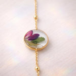 Bracciale donna bigiotteria fiore vero petali di rosa rossa Ciondolo in resina catenella acciaio regolabile taglia unica.Gioielli resina
