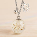 Collana Chiama Angeli Gravidanza con Soffione Vero, Bola Premaman in Resina, Regalo Futura Mamma, Collana Donna Boho