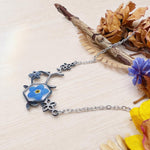 Collana Forget me not Serotonina con Fiori Veri in Resina, Molecola della Felicità Portafortuna, Regalo Psicologia medico Donna Oro Argento