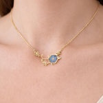 Collana Forget me not Serotonina con Fiori Veri in Resina, Molecola della Felicità Portafortuna, Regalo Psicologia medico Donna Oro Argento