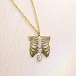 Rib Cage Necklace with Real Flowers, Spine Pendant, Gift for Physiotherapist, Osteopath, Orthopedist
