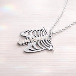 Rib Cage Necklace with Real Flowers, Spine Pendant, Gift for Physiotherapist, Osteopath, Orthopedist
